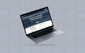 A laptop with a website on it.